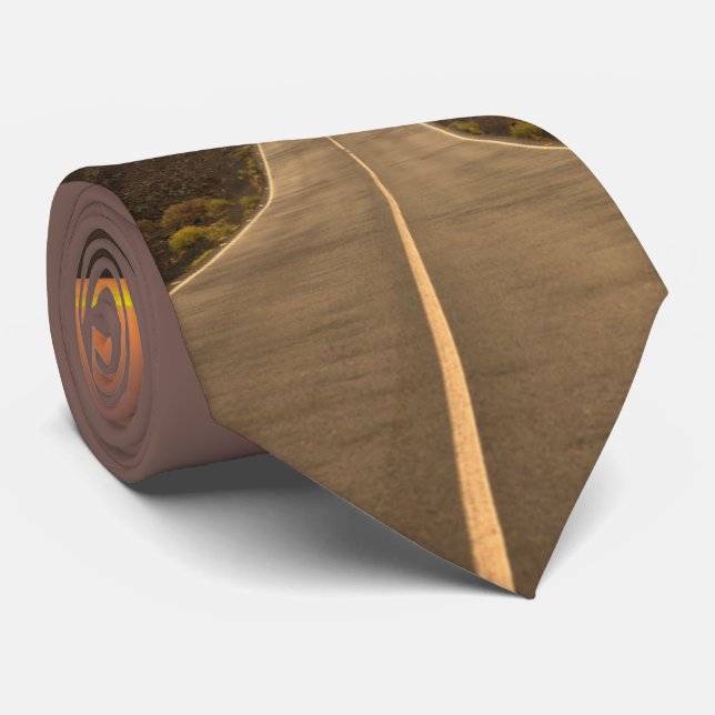 Road Highway Travel Sunset Mountain Print Necktie (Rolled)
