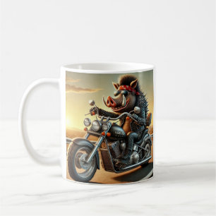 Road Hog Motorcycle Mug Biker Pig Riding Chopper