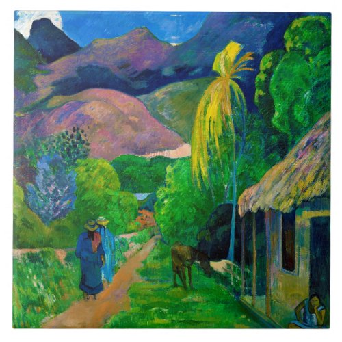 Road in Tahiti Gauguin Ceramic Tile