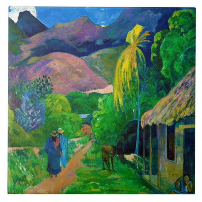 Road in Tahiti, Gauguin Ceramic Tile (Front)