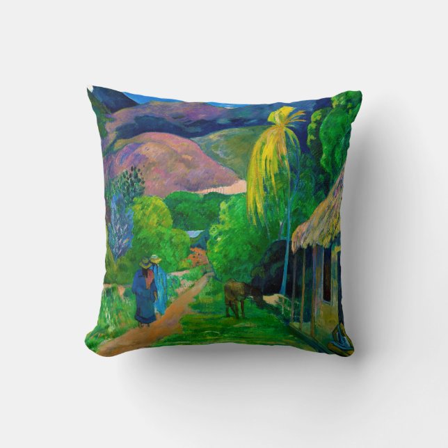 Road in Tahiti, Gauguin Throw Pillow (Front)