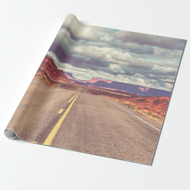 Road in the prairie country. Deserted natural trav Wrapping Paper (Unrolled)