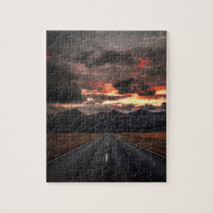 Road into Mountain Sunset Jigsaw Puzzle