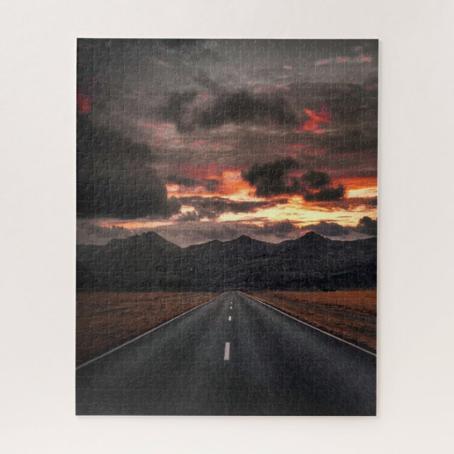 Road into Mountain Sunset Jigsaw Puzzle (Vertical)