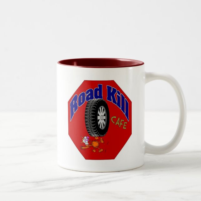 Road kill Cafe 2 Two-Tone Coffee Mug (Right)