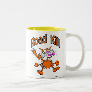 Road Kill Cat Two-Tone Coffee Mug