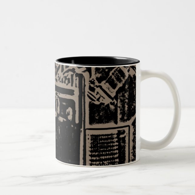 Road King, Sand Posterized Graphic Two-Tone Coffee Mug (Right)