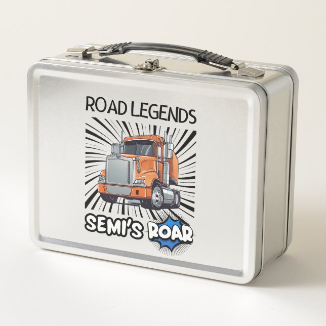 Road Legends: Semi's Roar! Metal Lunch Box (Front)