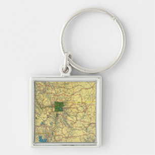Road map Idaho, Mont, Wyo map Keychain