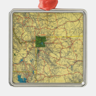 Road map Idaho, Mont, Wyo map Metal Ornament