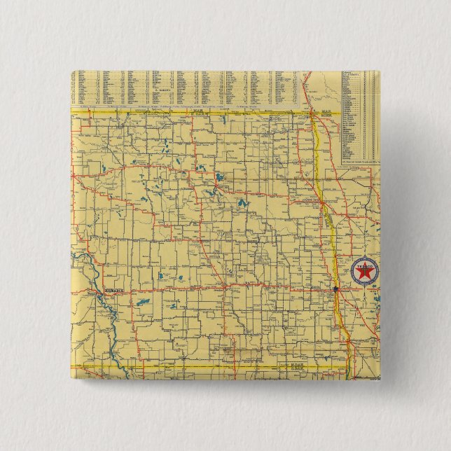 Road map N & S Dakota Pinback Button (Front)