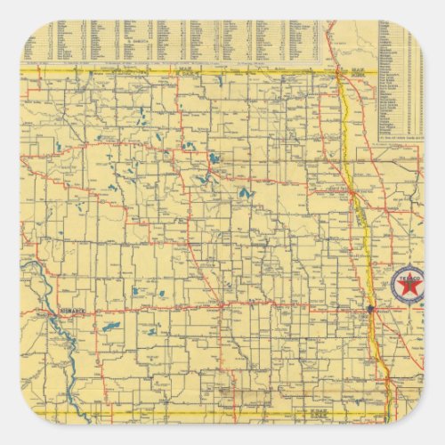 Road map N  S Dakota Square Sticker