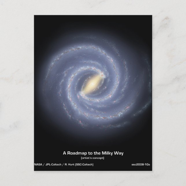 Road map to our Galaxy in the Milky Way Postcard (Front)