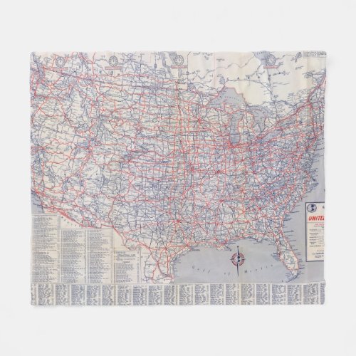 Road map United States Fleece Blanket