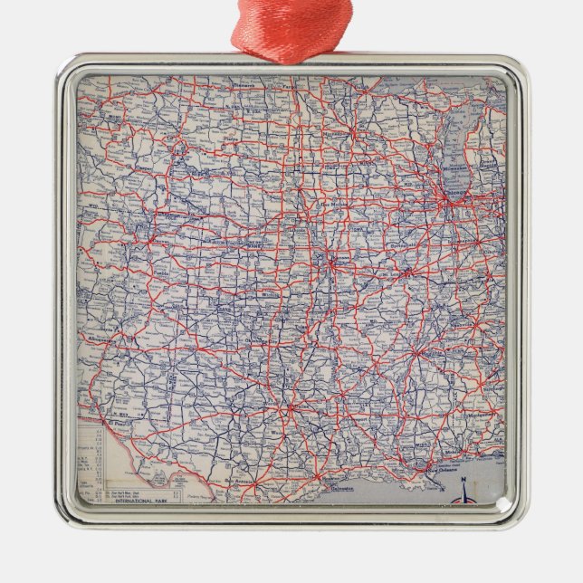Road map United States Metal Ornament (Front)