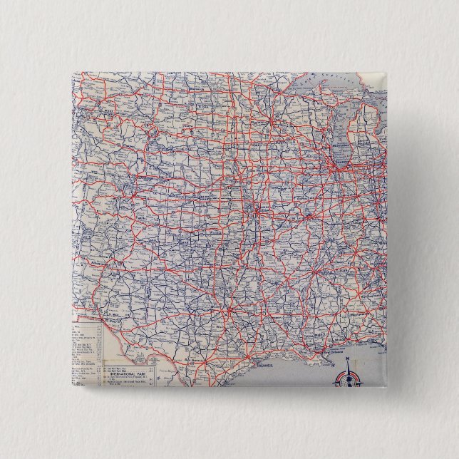 Road map United States Pinback Button (Front)