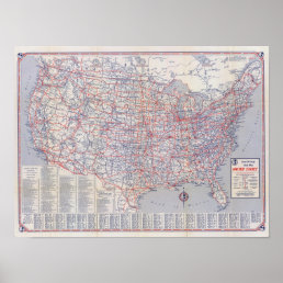 Road map United States Poster