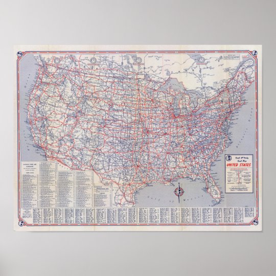 Road map United States Poster | Zazzle.com