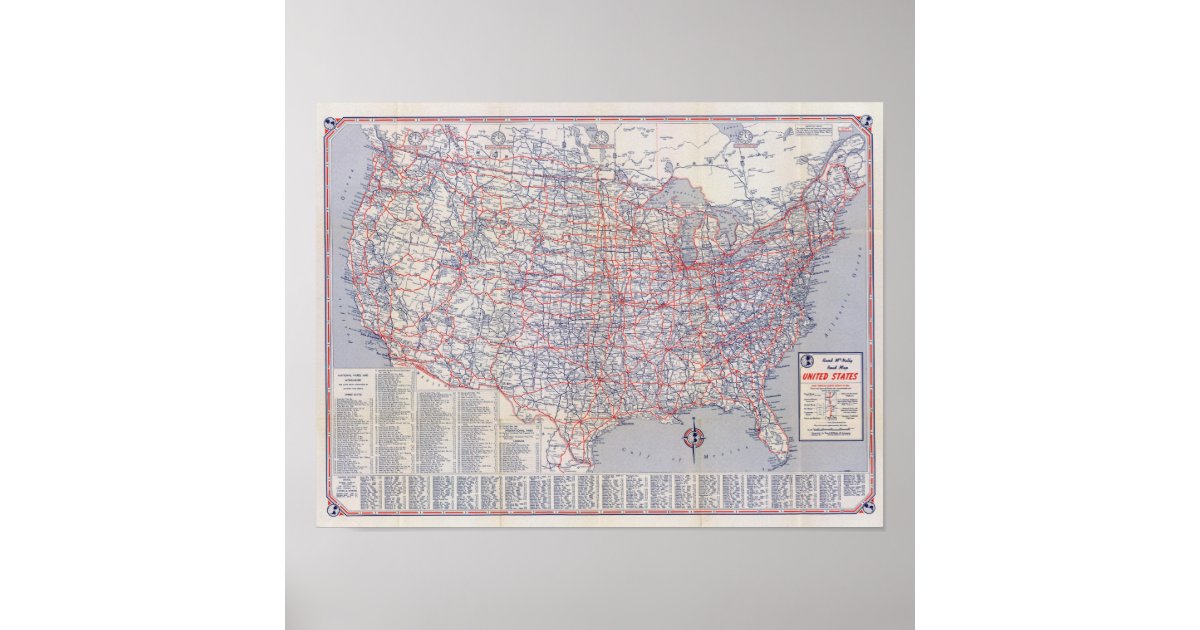 Road map United States Poster | Zazzle