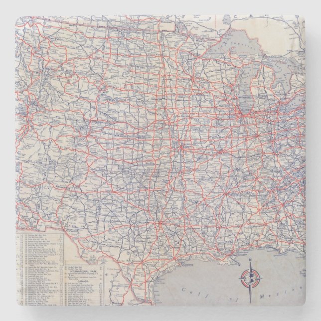 Road map United States Stone Coaster (Front)