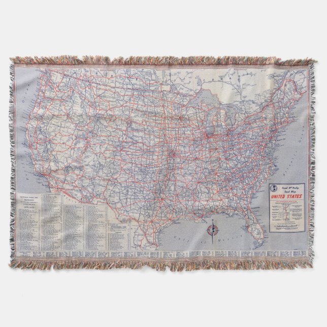 Road map United States Throw Blanket (Front)