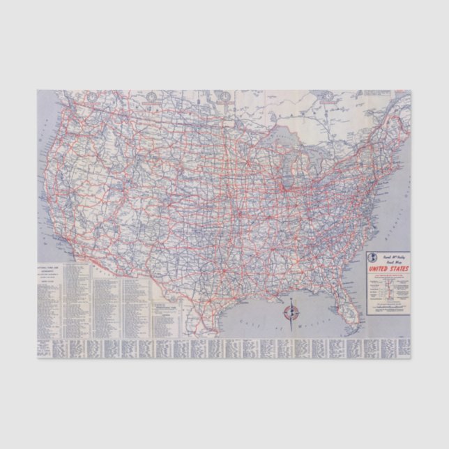 Road map United States Tissue Paper (Front)