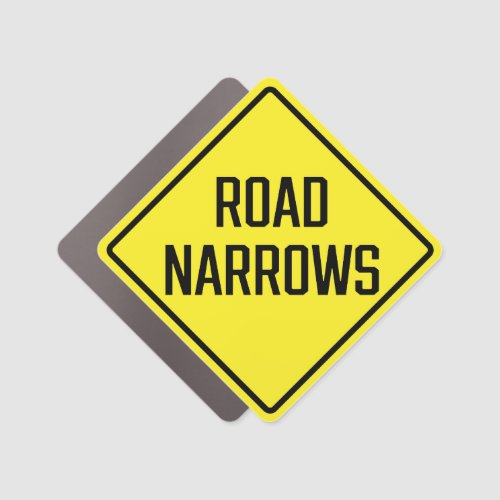 Road Narrows Car Magnet