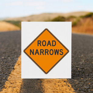 Road Narrows Road Sign Invitations