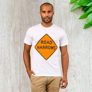 Road Narrows Road Sign Mens T-Shirt