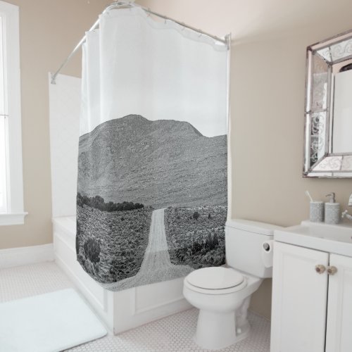 Road Outta Town  Black and White Scenery Shower Curtain