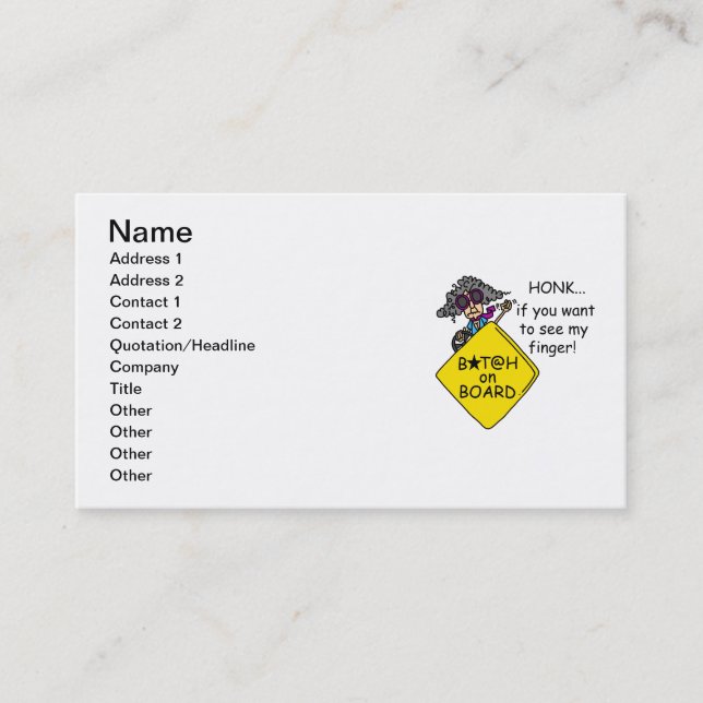 Road Rage Humor Business Card (Front)