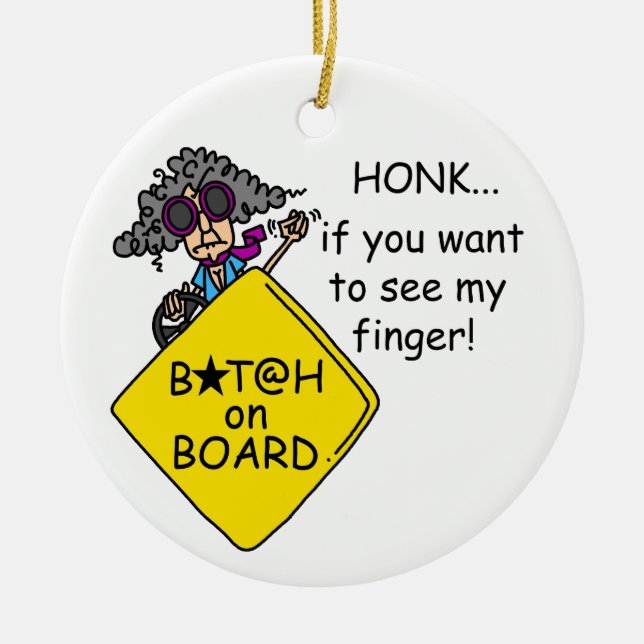 Road Rage Humor Ceramic Ornament (Front)
