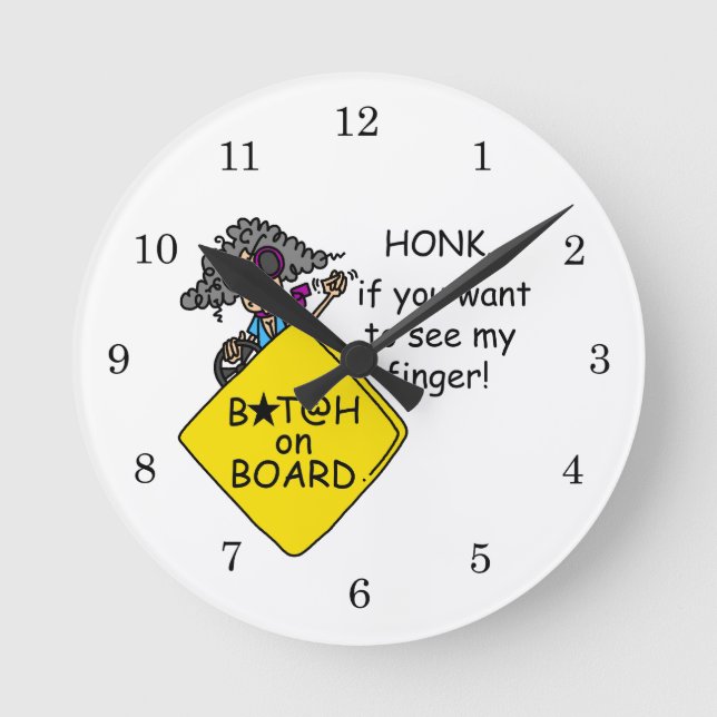 Road Rage Humor Round Clock (Front)