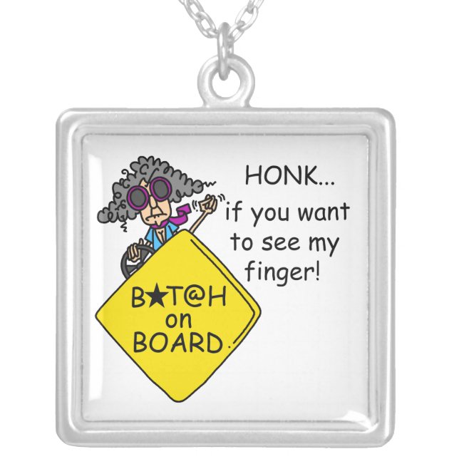 Road Rage Humor Silver Plated Necklace (Front)