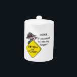 Road Rage Humor Teapot<br><div class="desc">Our Road Rage T-shirts,  mugs,  cards,  stickers,  bags,  magnets,  keychains,  and other items feature Stella with a big warning sign that she's not exactly nice to those who honk at her!</div>