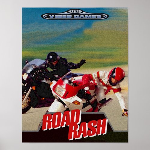 Road Rash  Retro Video Games Poster