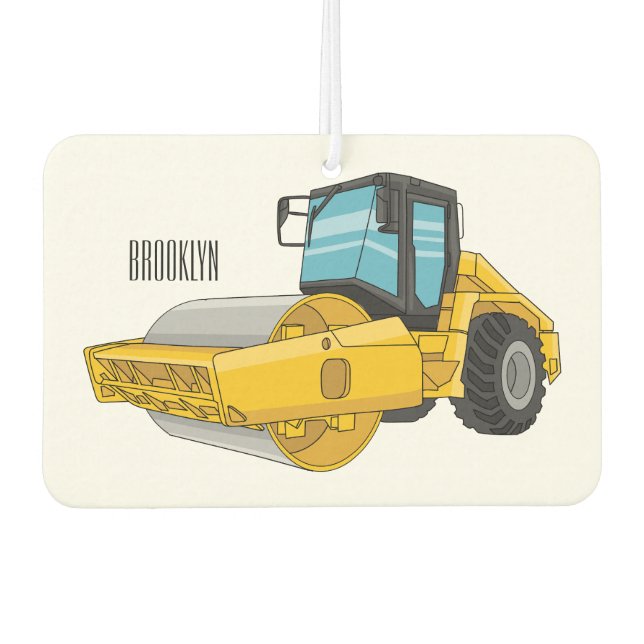 Road roller cartoon illustration air freshener (Front)