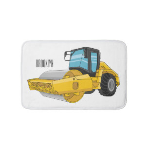 Road roller cartoon illustration bath mat