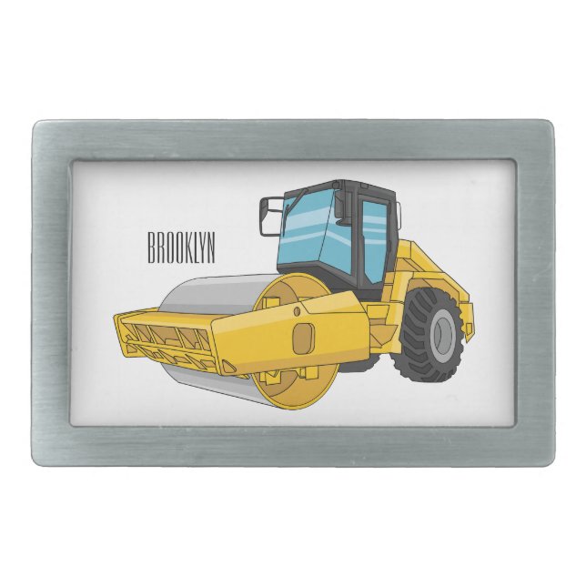 Road roller cartoon illustration belt buckle (Front)