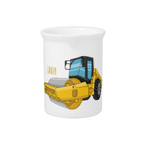 Road roller cartoon illustration beverage pitcher