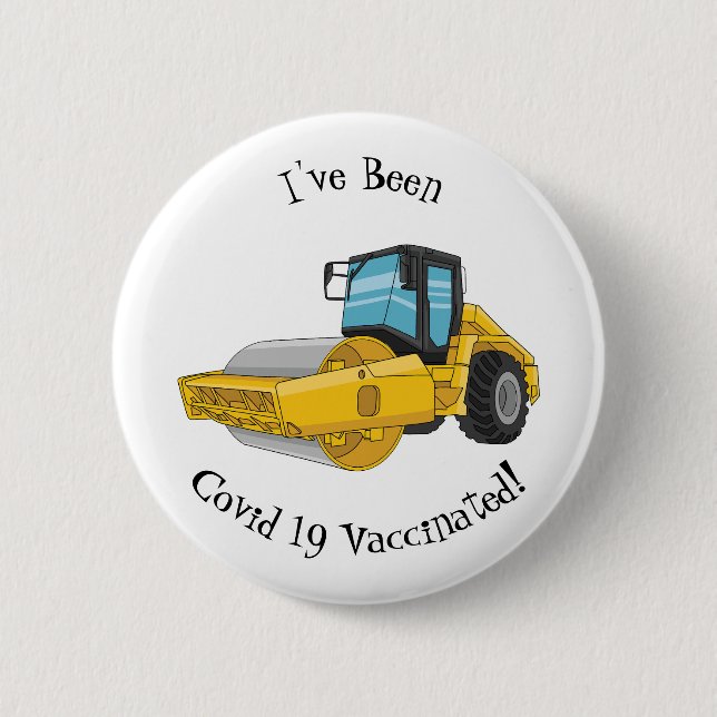 Road roller cartoon illustration button (Front)