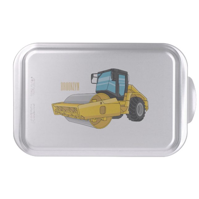 Road roller cartoon illustration cake pan (Front)