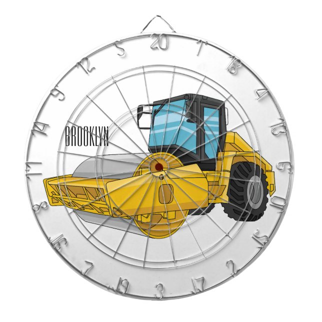 Road roller cartoon illustration dart board (Front)