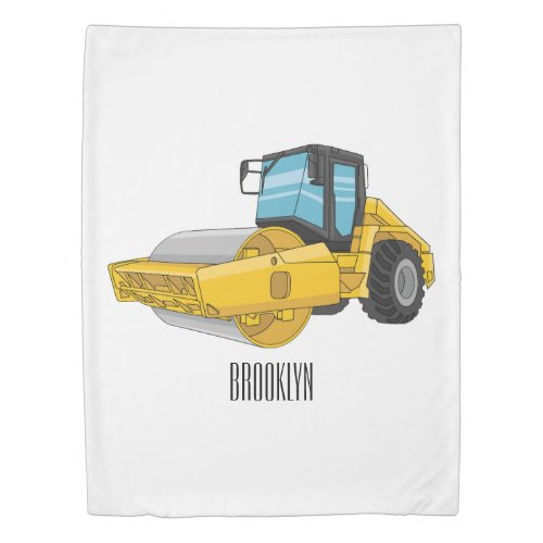 Road roller cartoon illustration duvet cover