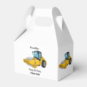 Road roller cartoon illustration favor boxes