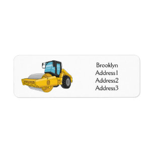 Road roller cartoon illustration label