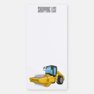Road roller cartoon illustration magnetic notepad