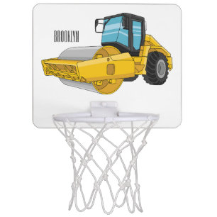 Road roller cartoon illustration mini basketball hoop