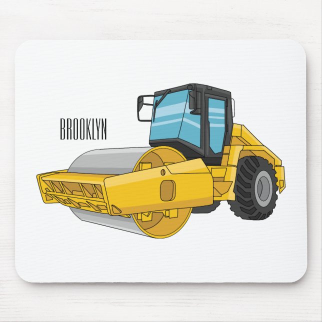 Road roller cartoon illustration mouse pad (Front)