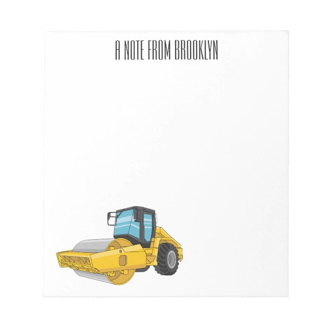 Road roller cartoon illustration notepad (Front)